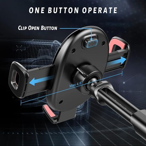 Cell Phone Holder Car Mount Vent Clip with Extended Arm Retractable Holds, Suction Cup Windshield Mount Stand, 360° Adjustable Car Phone Holder Car Dashboard in Saudi Arabia