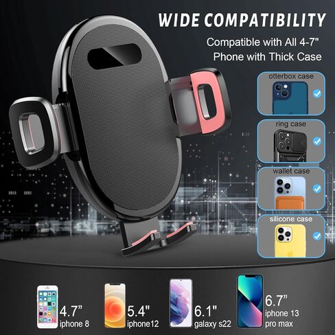 Cell Phone Holder Car Mount Vent Clip with Extended Arm Retractable Holds, Suction Cup Windshield Mount Stand, 360° Adjustable Car Phone Holder Car Dashboard in Saudi Arabia