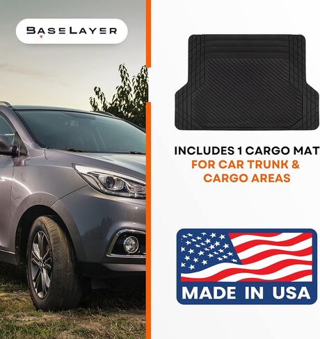 BaseLayer Cut-to-Fit™ Black 4-Piece Car Mats - Universal Waterproof Floor Mats for Most Vehicles, Durable All-Weather Mats - Made in USA in Saudi Arabia