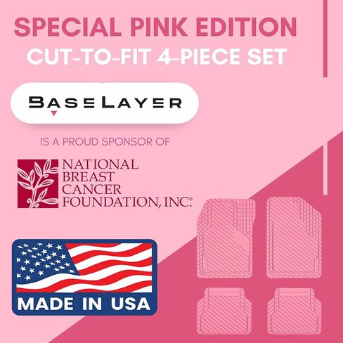 BaseLayer Cut-to-Fit™ Black 4-Piece Car Mats - Universal Waterproof Floor Mats for Most Vehicles, Durable All-Weather Mats - Made in USA in Saudi Arabia