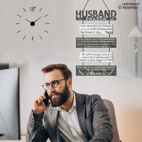 لافتة حائط ريفية للصلاة للزوج مع 5 قطع لوحات مربوطة معًا - ديكور منزل مزرعة ملهم دينيًا مسيحيًا - هدايا دافئة جميلة للرجال، له، الرجل in Saudi Arabia