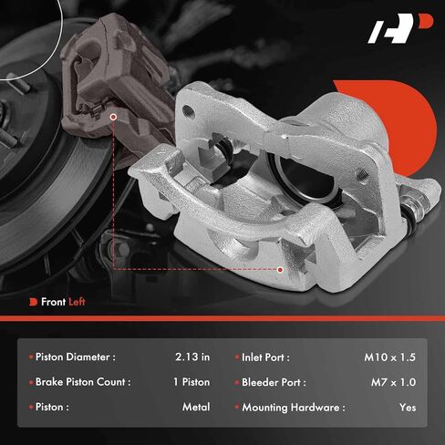 A-Premium Disc Brake Caliper Assembly with Bracket Compatible with Select Toyota Models - Yaris 2006 2007 2008 2009 2010 2011 2012 2013 2014 2015, L4 1.5L - Front Left Driver Side in Saudi Arabia