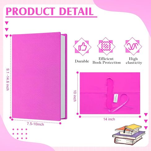 Gueevin 3 Pcs Jumbo Book Covers Stretchable Textbook Jackets Fits Most Hardcover Books up to 9.5 x 14 Inch Washable Protective Textbook Cover Reusable Book Protector for Girls Boys Kids (Rose Red) in Saudi Arabia