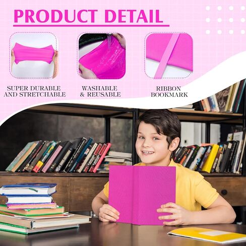 Gueevin 3 Pcs Jumbo Book Covers Stretchable Textbook Jackets Fits Most Hardcover Books up to 9.5 x 14 Inch Washable Protective Textbook Cover Reusable Book Protector for Girls Boys Kids (Rose Red) in Saudi Arabia