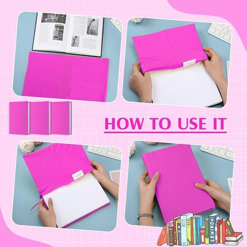 Gueevin 3 Pcs Jumbo Book Covers Stretchable Textbook Jackets Fits Most Hardcover Books up to 9.5 x 14 Inch Washable Protective Textbook Cover Reusable Book Protector for Girls Boys Kids (Rose Red) in Saudi Arabia