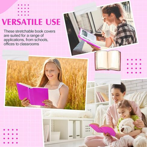 Gueevin 3 Pcs Jumbo Book Covers Stretchable Textbook Jackets Fits Most Hardcover Books up to 9.5 x 14 Inch Washable Protective Textbook Cover Reusable Book Protector for Girls Boys Kids (Rose Red) in Saudi Arabia