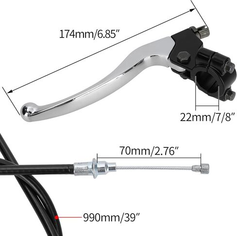 RUTU 7/8" 22mm Aluminum Left Clutch Lever,39 inch Adjustable Clutch Cable and Durable Dirt Bike Clutch Lever for 50cc 70cc 90cc 110 cc 125cc SSR Chinese Dirt Bikes Pit Bike Silve in Saudi Arabia