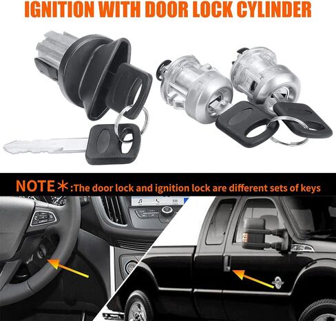 Ignition Switch & Door Lock Cylinders with Keys - Replacement for 1997-2007 Ford F250/350 F-150 & More Expedition Lincoln Blackwood Navigator - OE Number: LC6177 + DL5885 X2 + 597638(No chip) in Saudi Arabia