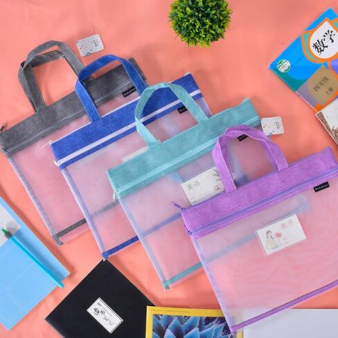 Zipper Bags, Student Book Pouches with Handle, Mesh Document Bag with Handle can Hold iPad, Mobile Phone, Bills and Other Items for A4 Files Books（Horizontal） in Kuwait