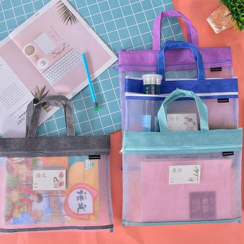 Zipper Bags, Student Book Pouches with Handle, Mesh Document Bag with Handle can Hold iPad, Mobile Phone, Bills and Other Items for A4 Files Books（Horizontal） in Kuwait