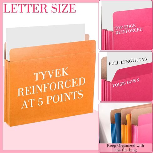 36 Pcs Expanding File Pocket Folder Organizer Letter Size Expandable File Folder 3.5 Inch Expansion Colored File Jackets for Office School 9.5 x 11.75 Inches 9 Colors in Saudi Arabia