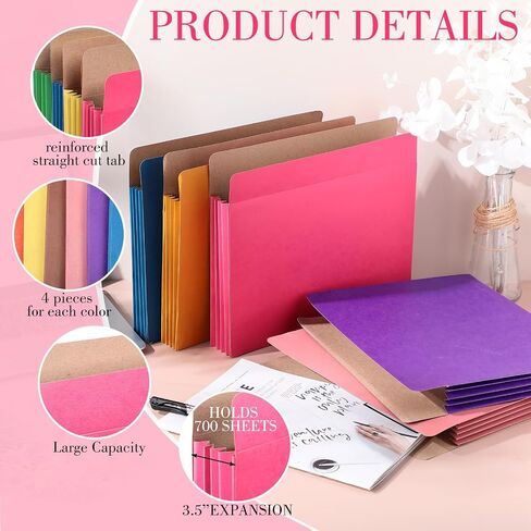 36 Pcs Expanding File Pocket Folder Organizer Letter Size Expandable File Folder 3.5 Inch Expansion Colored File Jackets for Office School 9.5 x 11.75 Inches 9 Colors in Saudi Arabia