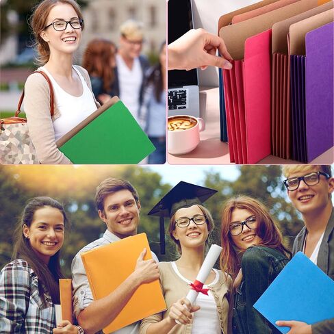 36 Pcs Expanding File Pocket Folder Organizer Letter Size Expandable File Folder 3.5 Inch Expansion Colored File Jackets for Office School 9.5 x 11.75 Inches 9 Colors in Saudi Arabia