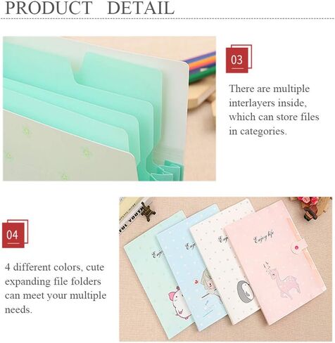 LZYMSZ 4 عبوات من مجلدات الملفات القابلة للتوسيع 5 جيوب بحجم A4 مجلد ملفات مستندات الأكورديون المقاوم للماء، منظم رسائل موسع للمدرسة والمكتب (وردي، أزرق، أبيض، أخضر) in Kuwait
