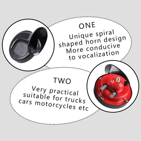 HAOBO 2PCS 300DB Super Loud Train Horns, 12V Loud Dual-Tone Waterproof Electric Snail Horn Kit, Car Air Electric Snail Double Horn Car Accessories Universal for Any 12V Vehicles Motorcycle Boat in Saudi Arabia
