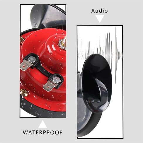 HAOBO 2PCS 300DB Super Loud Train Horns, 12V Loud Dual-Tone Waterproof Electric Snail Horn Kit, Car Air Electric Snail Double Horn Car Accessories Universal for Any 12V Vehicles Motorcycle Boat in Saudi Arabia