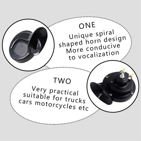 HAOBO 2PCS 300DB Super Loud Train Horns, 12V Loud Dual-Tone Waterproof Electric Snail Horn Kit, Car Air Electric Snail Double Horn Car Accessories Universal for Any 12V Vehicles Motorcycle Boat in Saudi Arabia