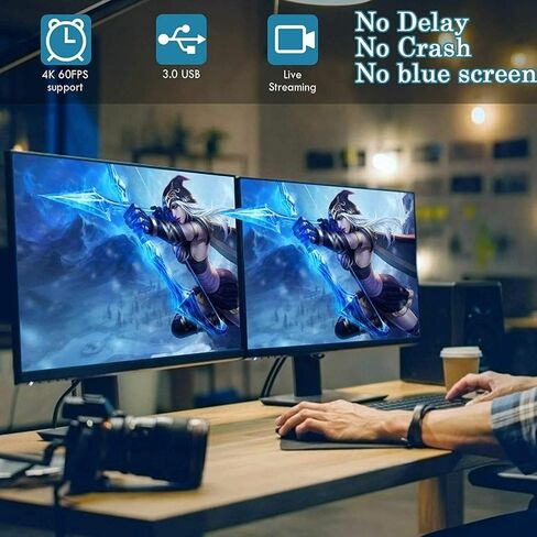 Video Capture Card, 4K HDMI to USB 3.0, 1080P 60FPS Video Capture Device for Gaming, Streaming, Compatible with Mac OS System Windows for PS4 PS5, Nintendo Switch, Xbox One in Kuwait