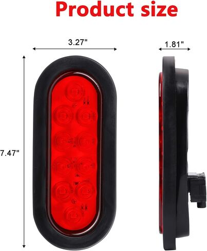 Donepart 6 Pack Oval Led Trailer Lights, 10 LED 6inch Trailer Tail Lights, DOT IP67 Waterproof with 3-Pin Pigtail Plug Fit For 12V Truck Trailer (4 Red+2 White) in Saudi Arabia