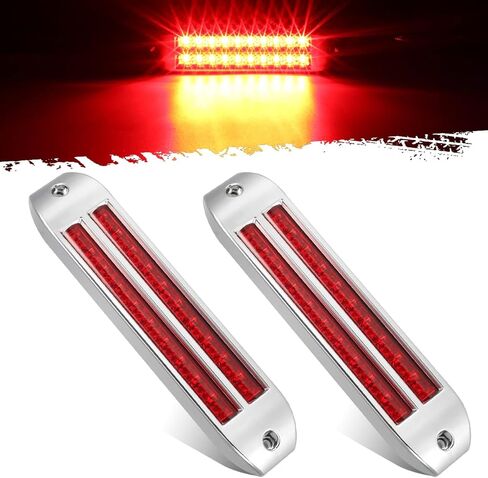 بارتسام 2 قطعة 8 1/4 بوصة LED شريط إضاءة خلفي للمقطورة أحمر 20 LED كروم فلوش جبل توقف الانعطاف الذيل، شريط إضاءة مزدوج 10 LED 6 1/2 بوصة شرائط إضاءة إشارة الانعطاف 12 فولت in Kuwait