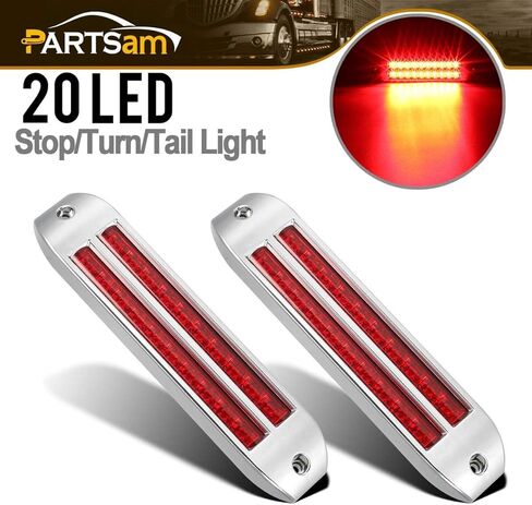 بارتسام 2 قطعة 8 1/4 بوصة LED شريط إضاءة خلفي للمقطورة أحمر 20 LED كروم فلوش جبل توقف الانعطاف الذيل، شريط إضاءة مزدوج 10 LED 6 1/2 بوصة شرائط إضاءة إشارة الانعطاف 12 فولت in Kuwait