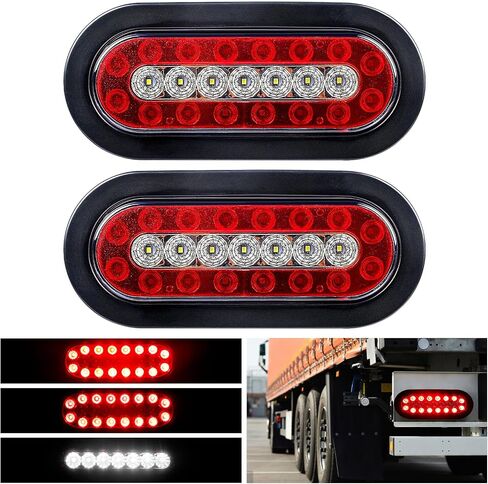 2Pcs 6.3" Oval Truck Trailer Led Tail,12V Trailer Lights with Reflector, Led Trailer Lights Flush Mount in Saudi Arabia