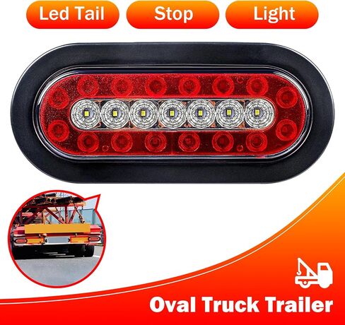 2Pcs 6.3" Oval Truck Trailer Led Tail,12V Trailer Lights with Reflector, Led Trailer Lights Flush Mount in Saudi Arabia