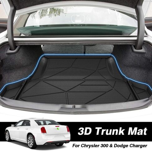 KUST Custom Fit Trunk Mat for 2011-2024 Dodge Charger & 2011-2024 Chrysler 300 Accessories Cargo Liner Rear All Weather Trunk Floor Mat TPO in Saudi Arabia