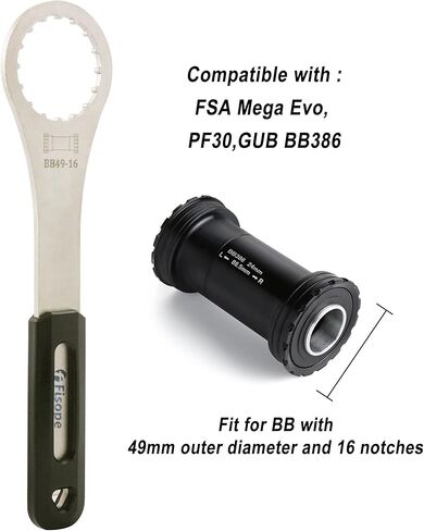 Bicycle Bearing Bottom Bracket Removal Tool Bike BB Wrench with Updated Grip Compatible with FSA Mega Evo, PF30,GUB BB386 BB and Other BB with 49MM Outside Diameter 16 Notches in Saudi Arabia