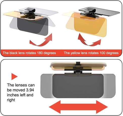 Anti-Glare Car Sun Visor Extender Sun Blocker Anti-UV HD Goggles Suitable for Midsize Cars (Standard Size for Day and Night Use) in Saudi Arabia