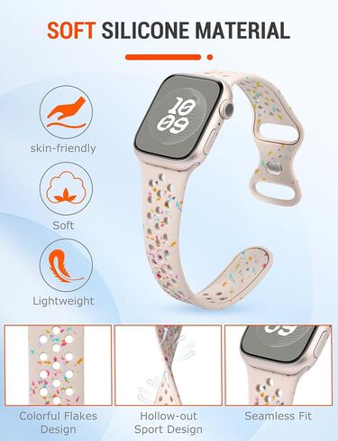 W-RARA 2 حزمة من الأربطة الرياضية المتوافقة مع سوار ساعة Apple 38/40/41/42/44/45/49 ملم للنساء والرجال، مصنوعة من البلاستيك المعاد تدويره - حزام ناعم قابل للتنفس لسلسلة iWatch SE 9 8 7 6 5 4 3 2 1 الترا 1 2 in Saudi Arabia