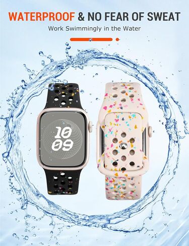 W-RARA 2 حزمة من الأربطة الرياضية المتوافقة مع سوار ساعة Apple 38/40/41/42/44/45/49 ملم للنساء والرجال، مصنوعة من البلاستيك المعاد تدويره - حزام ناعم قابل للتنفس لسلسلة iWatch SE 9 8 7 6 5 4 3 2 1 الترا 1 2 in Saudi Arabia