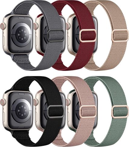 Charlam Stretchy Band Compatible with Apple Watch Bands 40mm 41mm 38mm Womens, Cute Thin Elastic Nylon Braided Comfortable Replacement Slim Wristbands for iWatch SE Series 8 7 6 5 4 3 2 1, (Package B) in Saudi Arabia