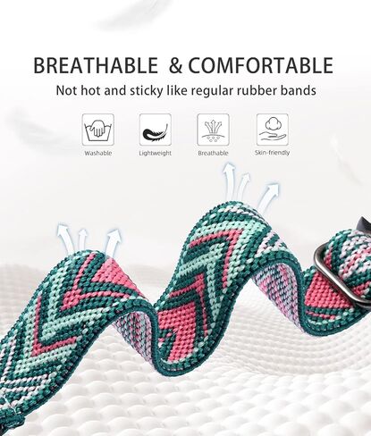 Charlam Stretchy Band Compatible with Apple Watch Bands 40mm 41mm 38mm Womens, Cute Thin Elastic Nylon Braided Comfortable Replacement Slim Wristbands for iWatch SE Series 8 7 6 5 4 3 2 1, (Package B) in Saudi Arabia