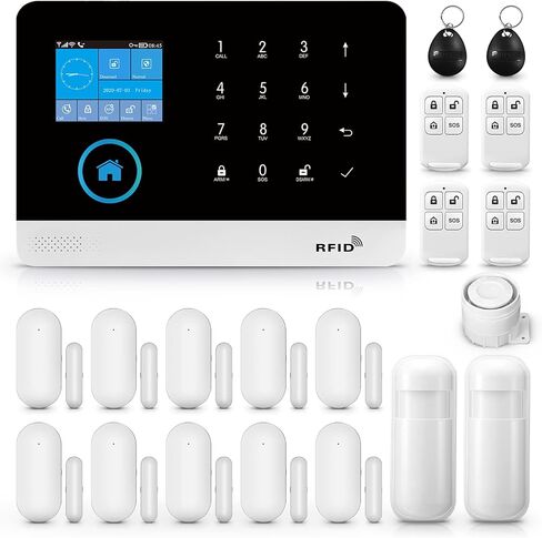 Wireless Alarm System for Home Security, DIY Burglar Alarm 20 Pieces Kit with GSM and WiFi APP Control for Home & Shop - Compatible with Alexa and Google Assistant in Saudi Arabia