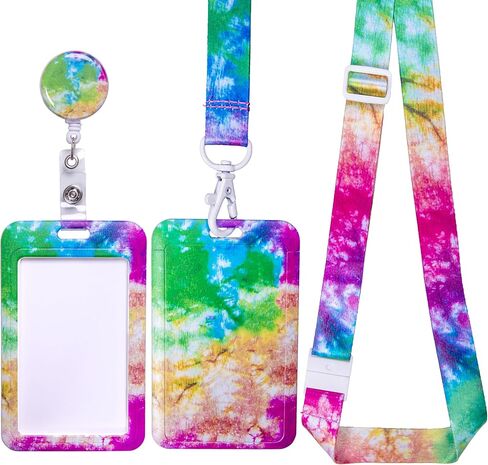 سلسلة مفاتيح Tie Dye Lanyard - حبل معرف سلسلة مفاتيح قوس قزح لشارة المفاتيح in Saudi Arabia