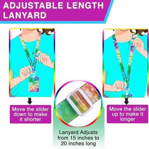 سلسلة مفاتيح Tie Dye Lanyard - حبل معرف سلسلة مفاتيح قوس قزح لشارة المفاتيح in Saudi Arabia
