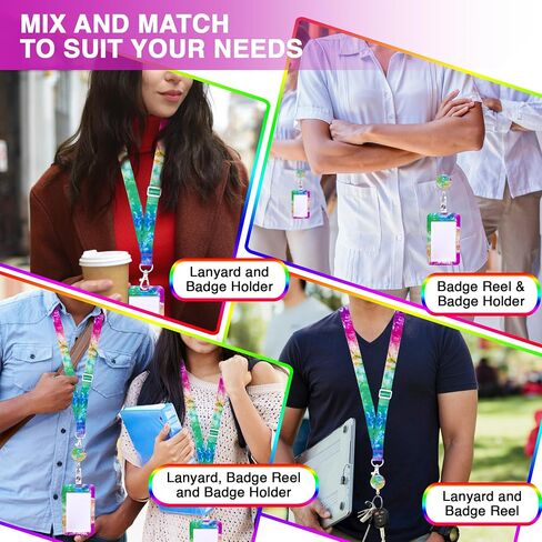 سلسلة مفاتيح Tie Dye Lanyard - حبل معرف سلسلة مفاتيح قوس قزح لشارة المفاتيح in Saudi Arabia