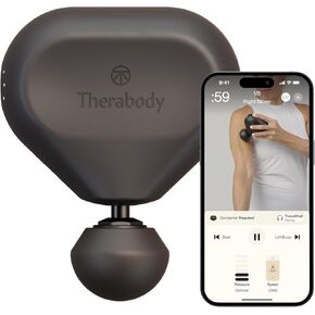 مسدس تدليك كهربائي صغير محمول من TheraGun - علاج مدمج للأنسجة العميقة لأي رياضي أثناء التنقل - مدلك إيقاعي محمول مع تقنية QuietForce (أسود - 2.0)