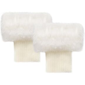 Women Faux Fur Plush Leg Warmers Short Furry Fuzzy Leg Cuffs Women Winter Fuzzy Fur Knitted Boot Covers