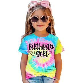 عيد ميلاد فتاة قميص الأطفال الصغار الفتيات TOD TIE DYE THEREN