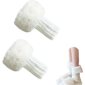 Tahonuss Women Faux Fur Leg Warmers Plush Leg Boot Covers Short Furry Fuzzy Boot Socks Topper Girls Winter Knitted Foot Cuffs