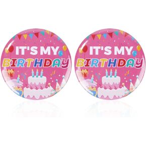 2pcs Happy Birthday Pins, 2.28 Inch It's My Birthday Badge Cute Brooch for Boys Girls Cute Party Button Decorations Women Men Gifts Celebrations