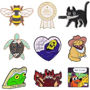 Funny Enamel Pins Cute Pins Set for Backpack Hat Bags Jacket Coat, Novelty Unique Button Pins Bulk Are a Women and Men Fashion Jewelry Accessories(9PCS)