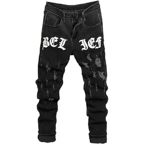 Mens Womens Lightweight Slim Fit Stretch Ripped Jeans Summer Spring Distressed Destroyed Denim Pan Skinny Jeans