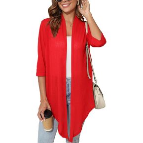 ستارديجينات أمامية مفتوحة للسيدات 3/4 كمال ناعم ناعم Cardigan S-3XL