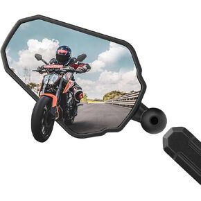 Motorcycle Mirrors Motorcycle Rearview Mirror (1 Pack) Compatible with Various Dual Socket Arms on 1" RAM Ball Mounts