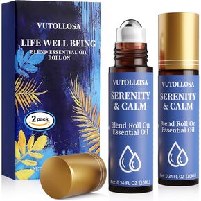2-Packs Serenity & Calm Essential Oil Roll On-100% Natural Stress Relief & Relaxation Aromatherapy - Self Care Gifts for Women - Nurse Essentials by VUTOLLOSA