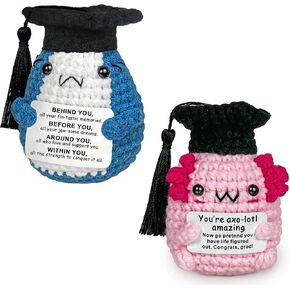 Funny Graduation Gifts for Her Daughter– Crochet Axolotl Shark, 2025 College High School Masters Degree Graduate Congrats Grad Gift for Granddaughter, Girlfriend, Best Friend, Sister