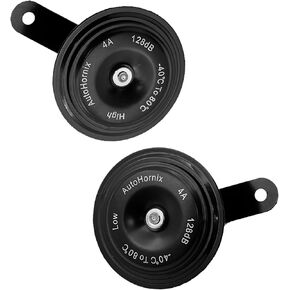 1 Pair Black High & Low Universal 12V 4A 90MM Disc Horn Compatible with SUVs Bike Boat Motorcycles Off-Road ATVs Car Trucks Waterproof horn